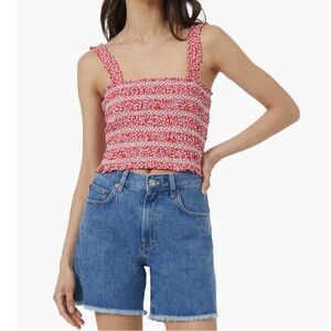 Smocked Check Organic Cotton Tank